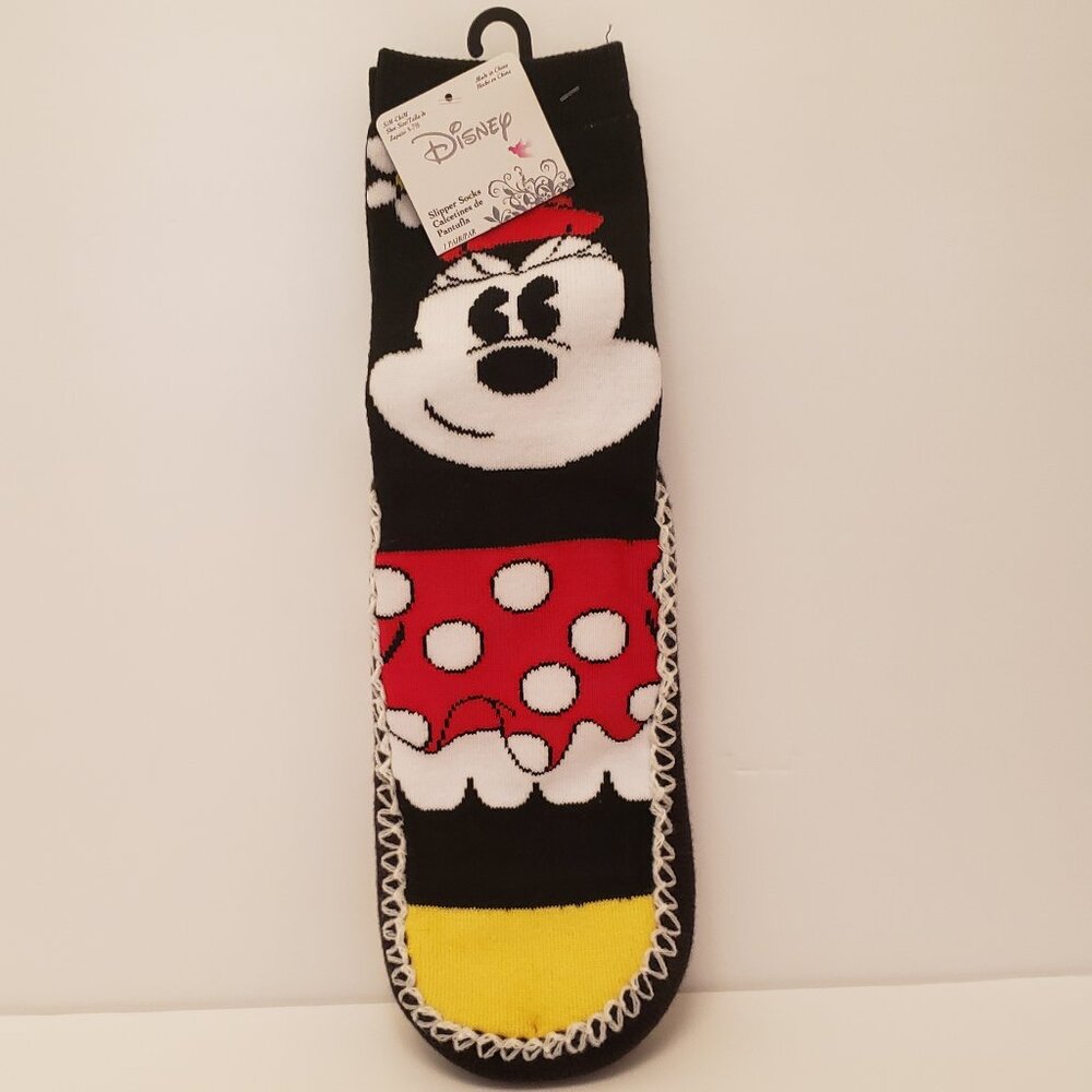 DISNEY Minnie Mouse S/M Slipper Socks Womens NWT Nonslip Shoe Size 5-71/2